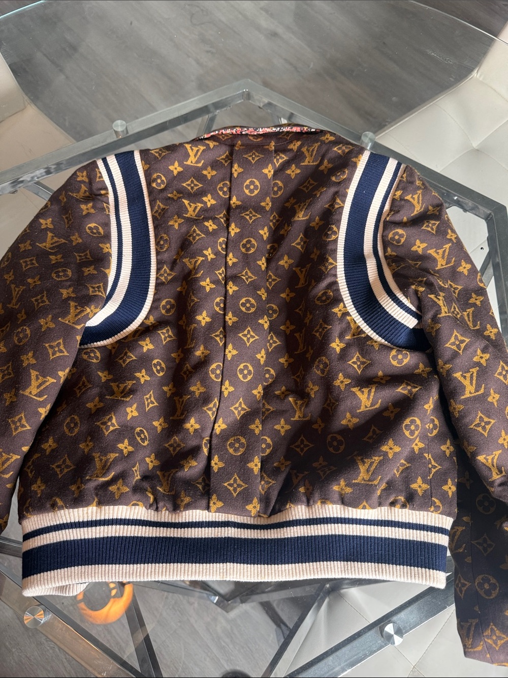 Louis Vuitton Brown & Gold Monogram Varsity Jacket - Picture 3 of 4